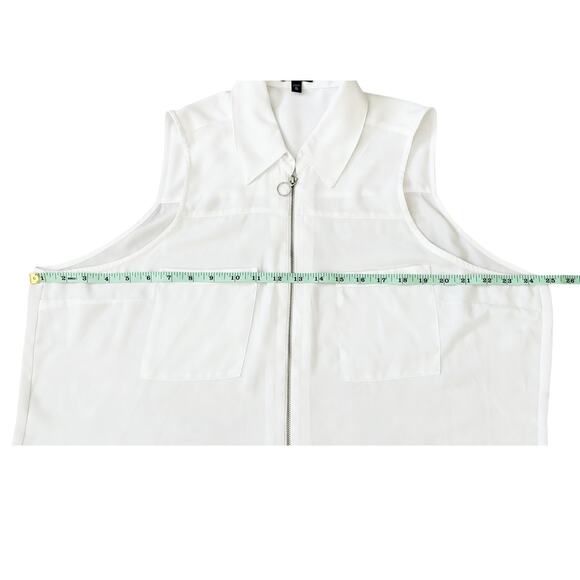 Express White Sleeveless 1/2 Zip Collared Blouse Womens Size XL - Picture 5 of 7